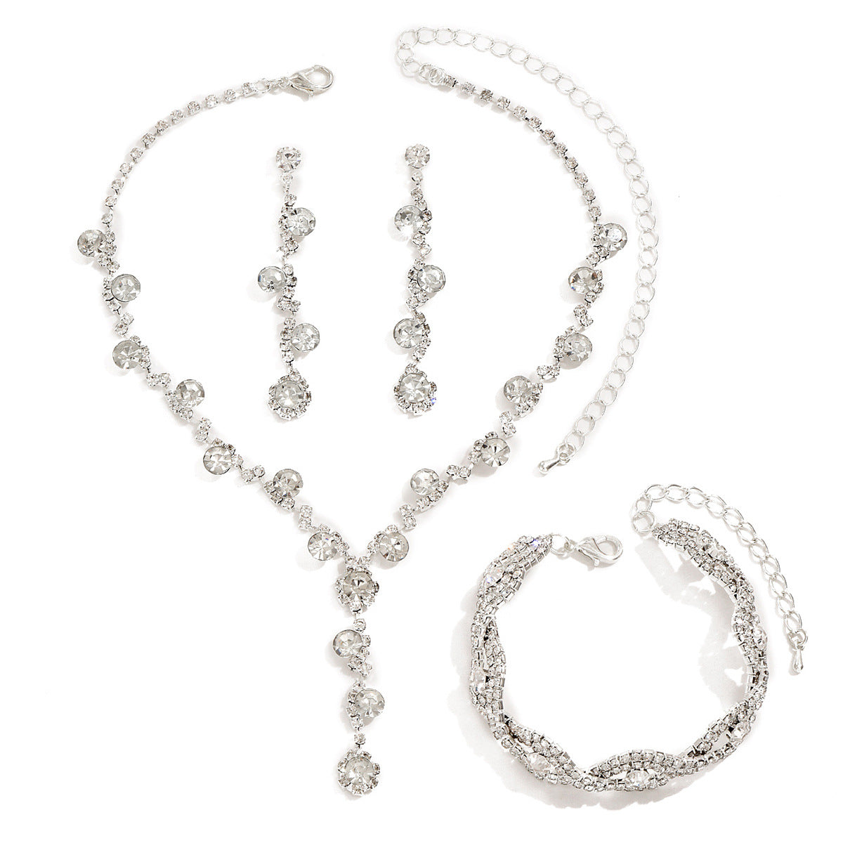 Crystal Jewelry Accessories Set – Necklace, Earrings & Bracelet Combo