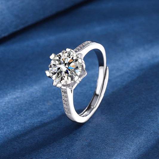 Snowflake Three-piece Simulation Moissanite Ring Necklace And Earring Suit