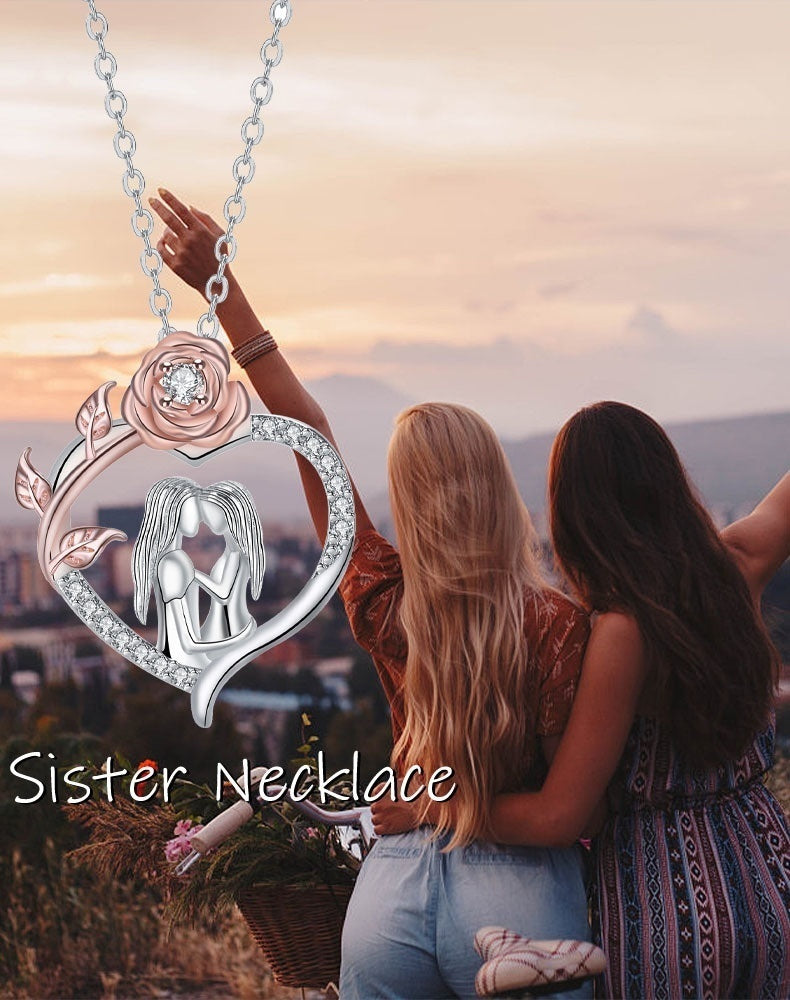 Heart-Shaped Rose Pendant Necklace – European & American Fashion, Mother-Daughter Set
