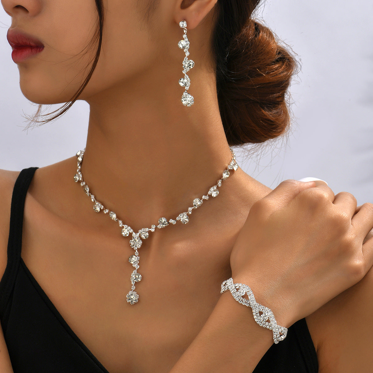 Crystal Jewelry Accessories Set – Necklace, Earrings & Bracelet Combo