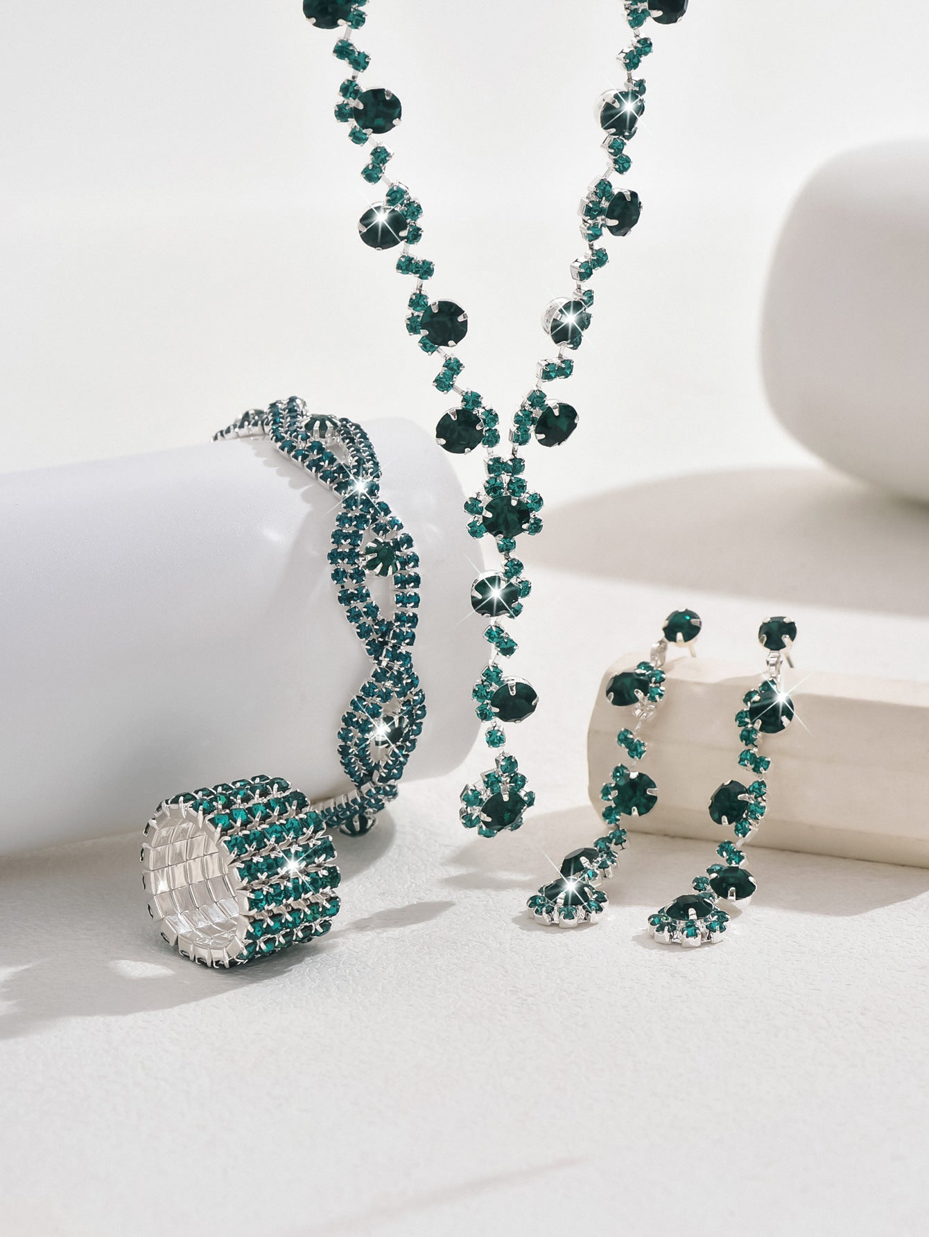 Crystal Jewelry Accessories Set – Necklace, Earrings & Bracelet Combo