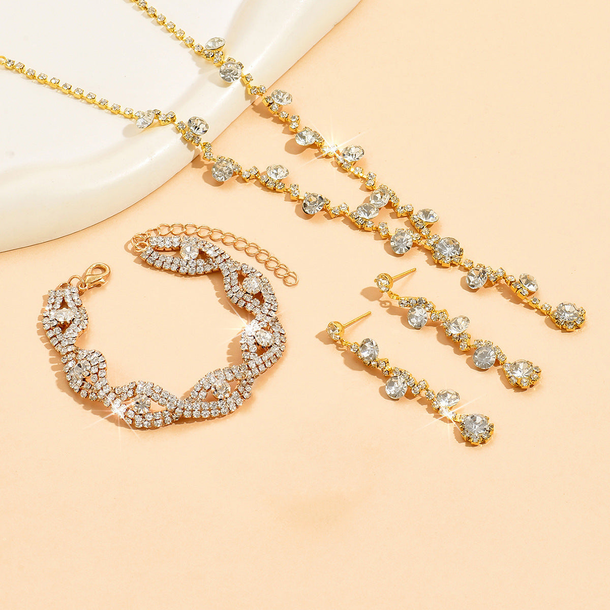 Crystal Jewelry Accessories Set – Necklace, Earrings & Bracelet Combo