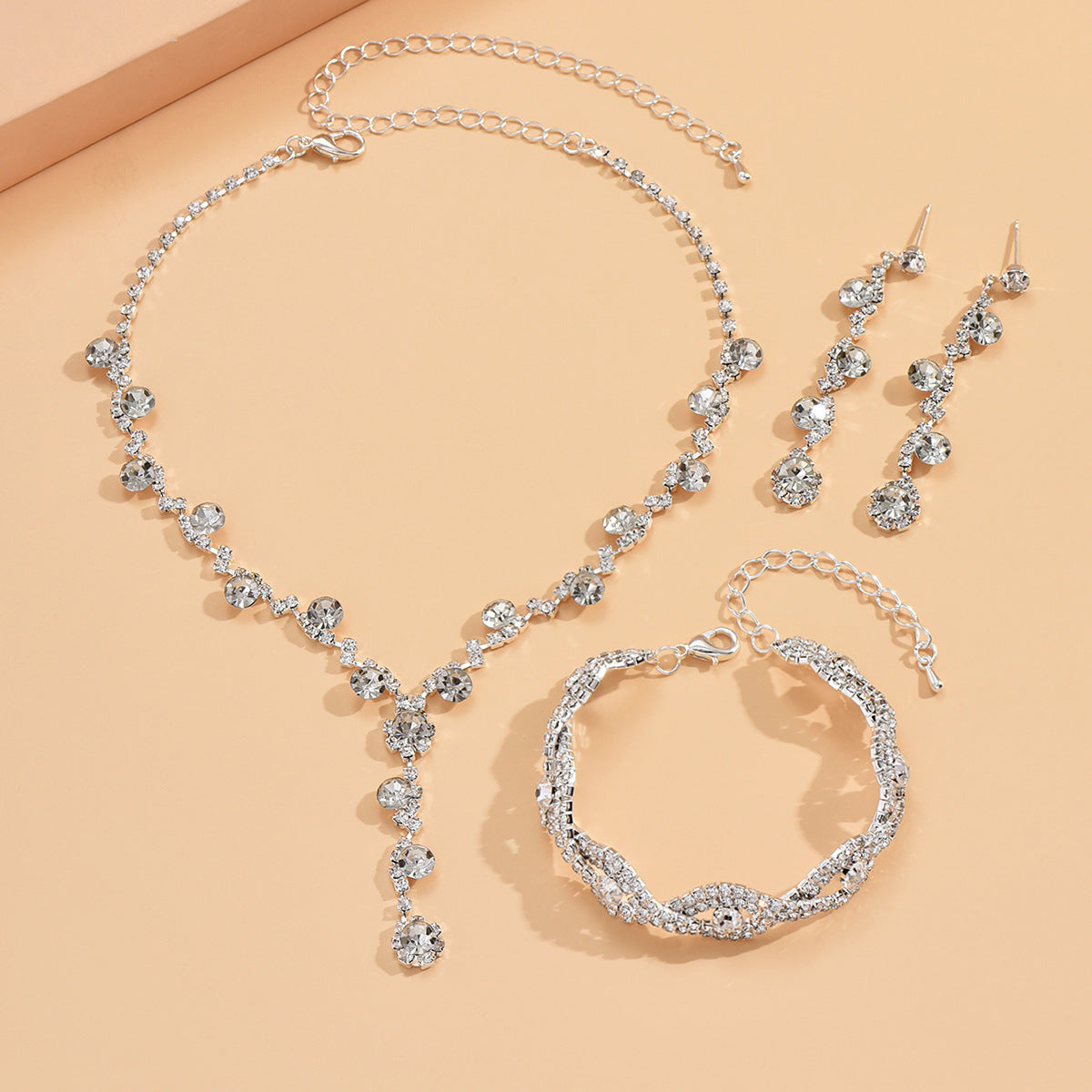 Crystal Jewelry Accessories Set – Necklace, Earrings & Bracelet Combo