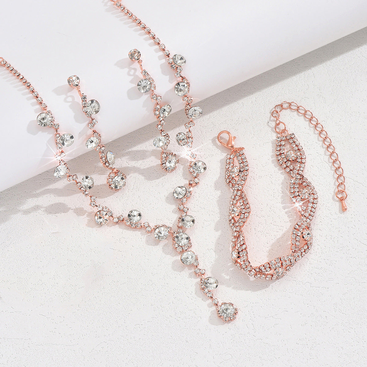 Crystal Jewelry Accessories Set – Necklace, Earrings & Bracelet Combo