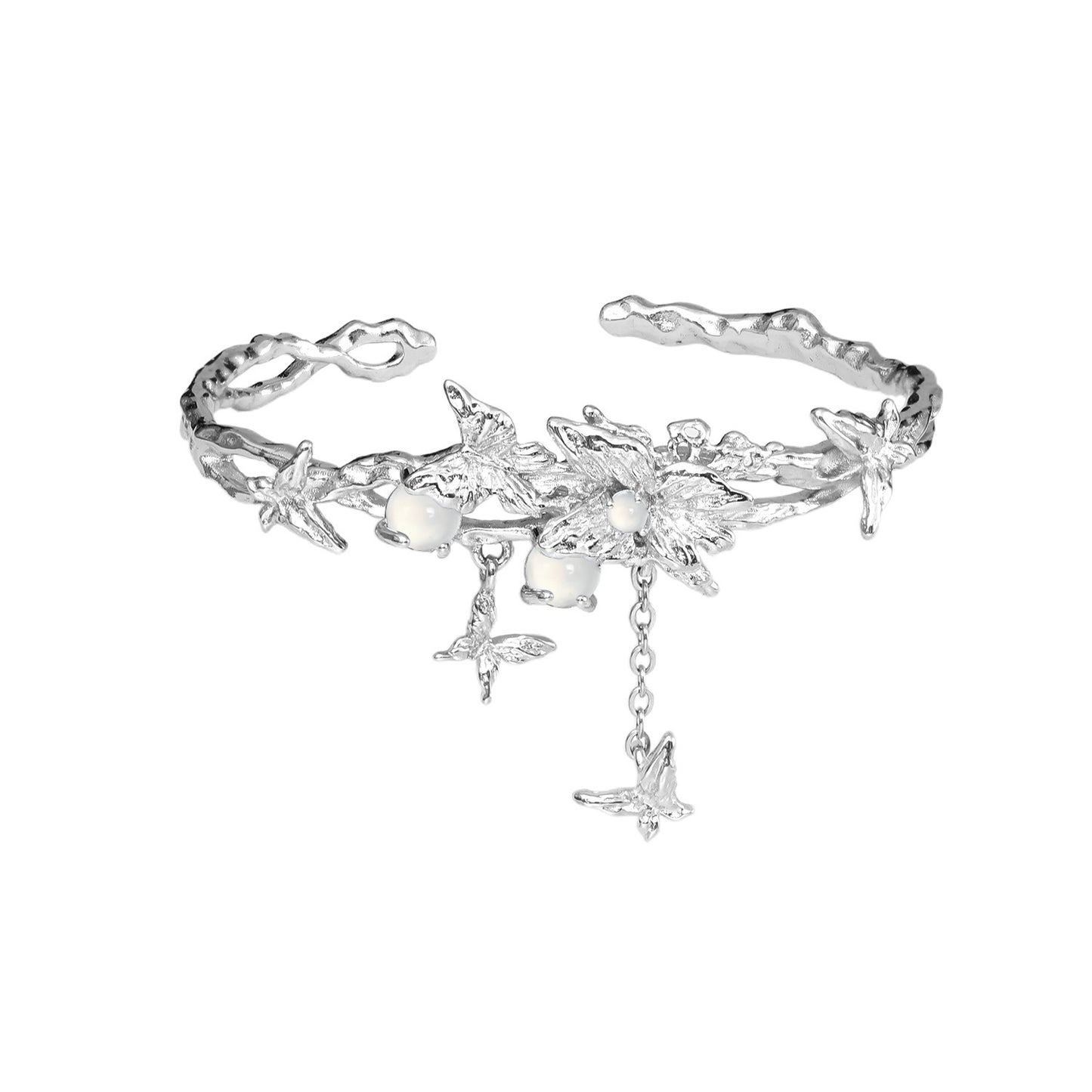 Butterfly Tassel Bracelet New Chinese Style White Agate High Sense